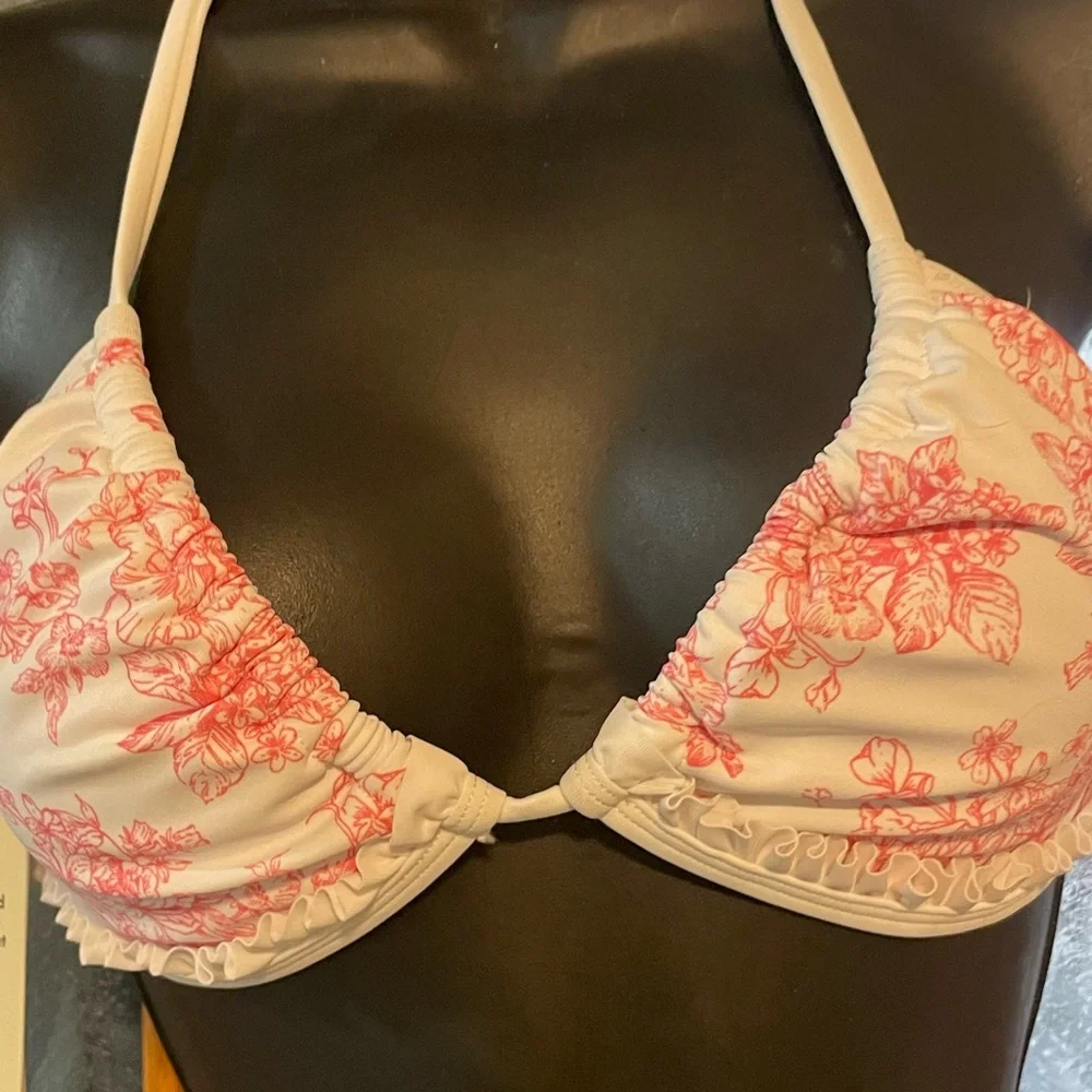 No Boundaries Cream and Pink Floral Tie-Side Bikini
